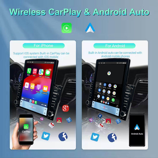 BELOAUTO Tesla-style 9.7" Vertical IPS Car Stereo - Wireless CarPlay, FM Radio & Android 13. WiFi Version