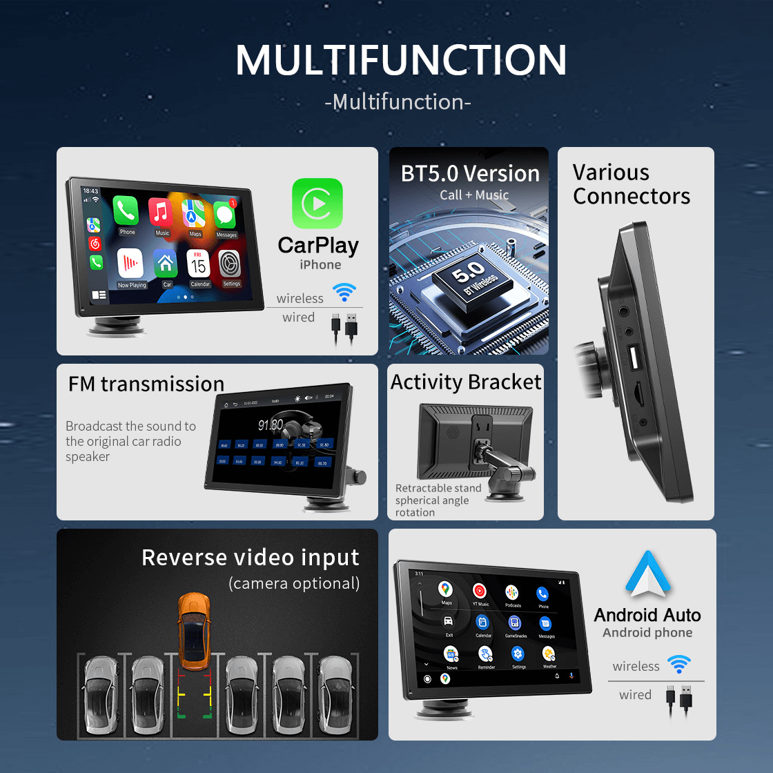 BELOAUTO 9" Budget CarPlay Portable Display - Plug and Play, Mirror Link | Wholesale Pricelist