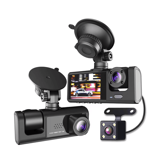 BELOAUTO Triple Lens Dash Cam with Electronic Lock - 24/7 Parking Surveillance, Motion Detection | Security Supplier