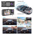 BELOAUTO Triple Lens Dash Cam with Electronic Lock - 24/7 Parking Surveillance, Motion Detection | Security Supplier