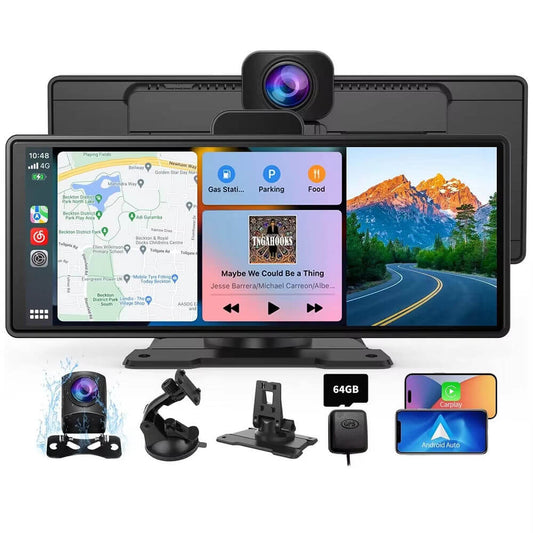BELOAUTO 10.26" Portable CarPlay Display with DVR & ADAS- Parking Monitor, Loop Recording | Fleet Solution