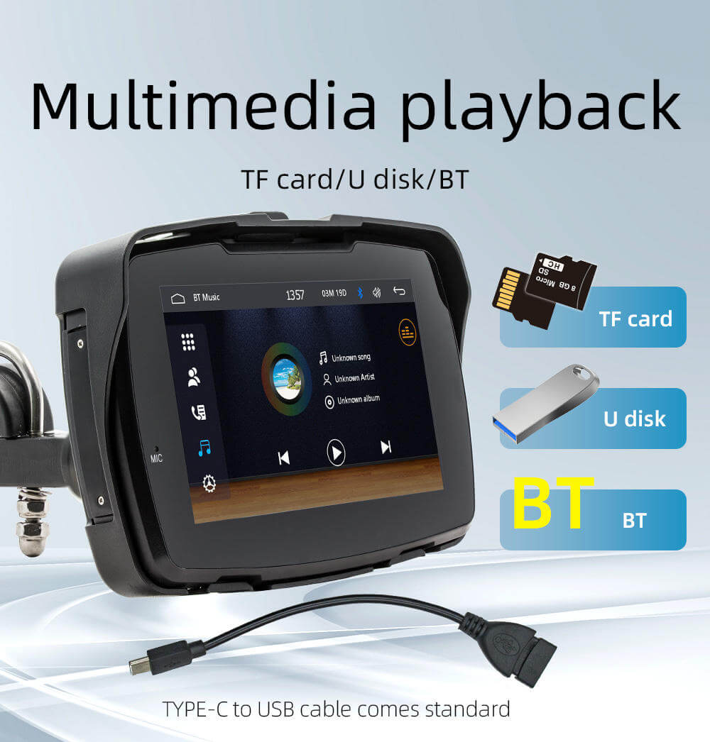 BELOAUTO 5" IP65 Waterproof Motorcycle CarPlay Display - Dual Bluetooth, Anti-Glare |B2B Wholesale