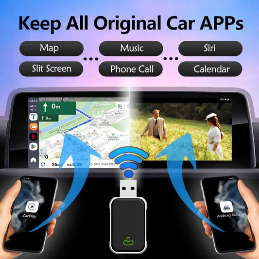 BELOAUTO Pro 2-in-1 CarPlay Android Auto Adapter - USB-C & USB-A Ports, Dual Band WiFi | Bulk Order